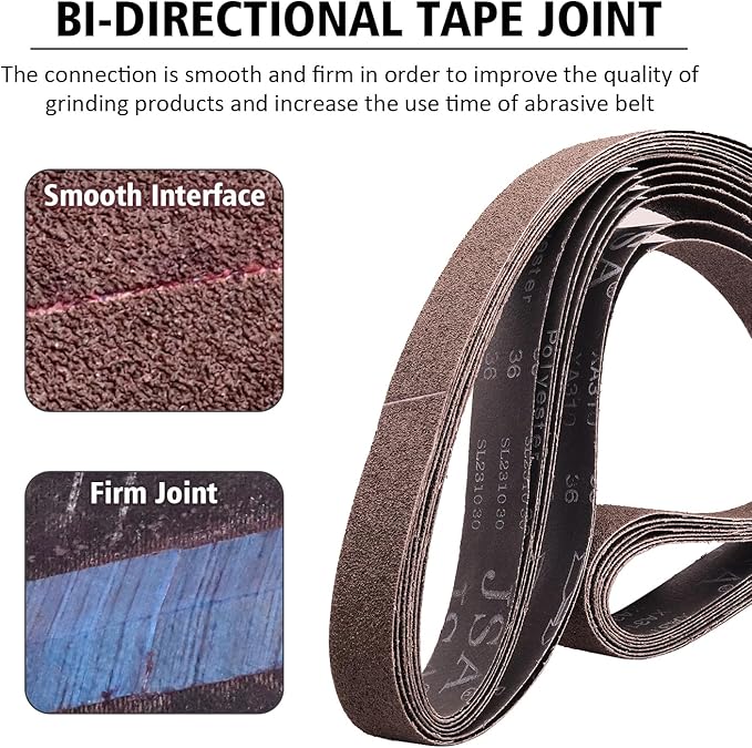 2 x 72 Inch Sanding Belts, 36 Grit Calcined Aluminum Oxide Metal Sanding Belts, 2x72 Belt Sander Sanding Belt for Metal Polishing,6 Pack(2x72in,36 Grit)