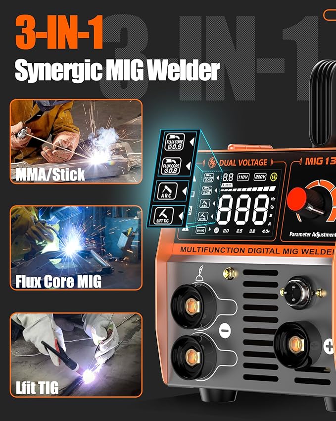 MIG Welder 135A 110V Flux Core Welding Machine IGBT Inverter Welder Single Voltage Gasless MIG Welding Machine