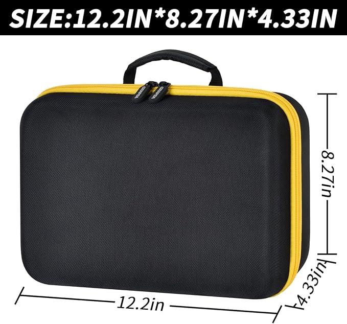GWCASE Hard Storage Travel Case Compatible with Tire Inflator Portable Air Compressor 20V and 12V Car Power Adapter. Mesh Pocket for Accessories, Built-in Dividers, Black（Bag Only）
