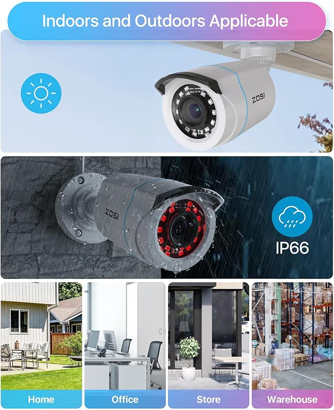 ZOSI 1080p HD-TVI Home Surveillance Camera System,8 Channel CCTV DVR Recorder (No Hard Drive) and (8) 2.0MP 1920TVL Outdoor/Indoor Surveillance Bullet Dome Cameras,Remote Access,Motion Detection