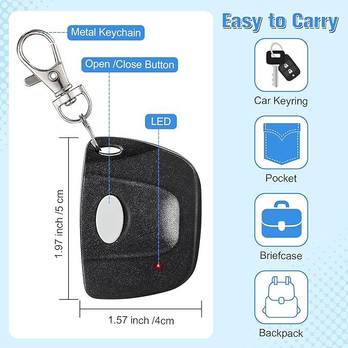 4 Pack Garage Door Opener Remotes Compatible with Linear Multi Code 3089, 3060, 3070, 300mhz 10 Dip Switch Gate Door Opener Remote Control Transmitter Replacement (2 Grey, 2 Black Mini)