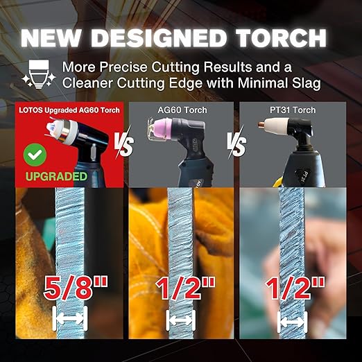 LOTOS LTP5800D 58A Plasma Cutter 5/8" 16mm Clean Cut 3/4" 20mm Severance Cut, 15% Boost Cutting Speed, Non-Touch Pilot Arc Plasma Metal Cut Machine, Plasma Cutting Equipment, Dual Voltage 110V 220V