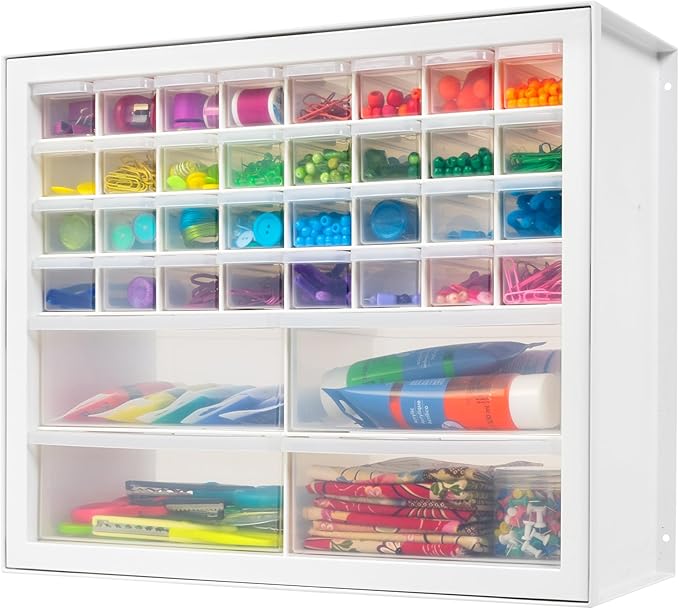 IRIS USA Craft Cabinet Storage, Screw Organizer, Hardware Storage Organizer, 36 Drawer Parts Cabinet, Art Storage Cabinets, Small Parts, Nuts and Bolts, Tool Storage, Scrapbook Art Hobby - White
