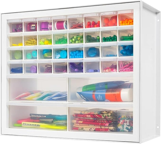 IRIS USA Craft Cabinet Storage, Screw Organizer, Hardware Storage Organizer, 36 Drawer Parts Cabinet, Art Storage Cabinets, Small Parts, Nuts and Bolts, Tool Storage, Scrapbook Art Hobby - White