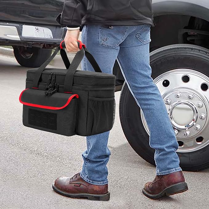 Air Compressor Carrying Bag Compatible with Milwaukee M18 18V Cordless Tire Inflator 2848-20, Tire Inflator Storage Bag Fit for Milwaukee M18 Inflator, Hand Tools, Battery, Charger, Black