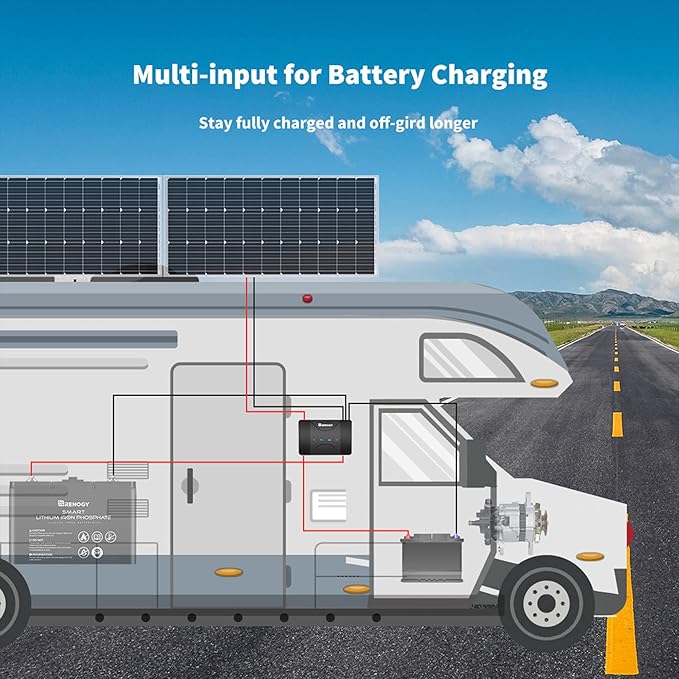 Renogy 12V 30A DC to DC Charger with MPPT, On-Board Battery Charger for Gel, AGM, Flooded and Lithium Batteries, Using Multi-Stage Charging, Charger for Solar Panel and Alternator, in RV, Car, Marine