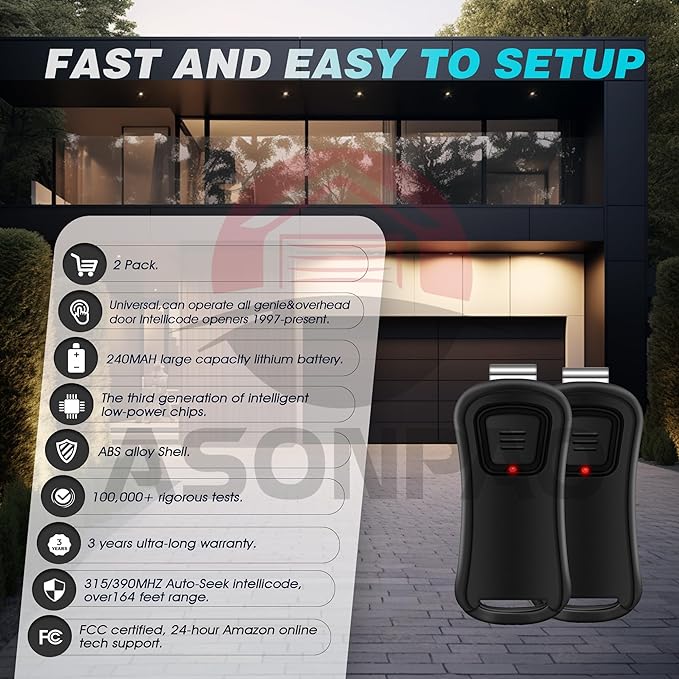 2 X G1T-BX G1T-A O1T-BX O1T-A Garage Door Opener Remote 3-Year-Warranty Auto-Seek 315/390MHZ