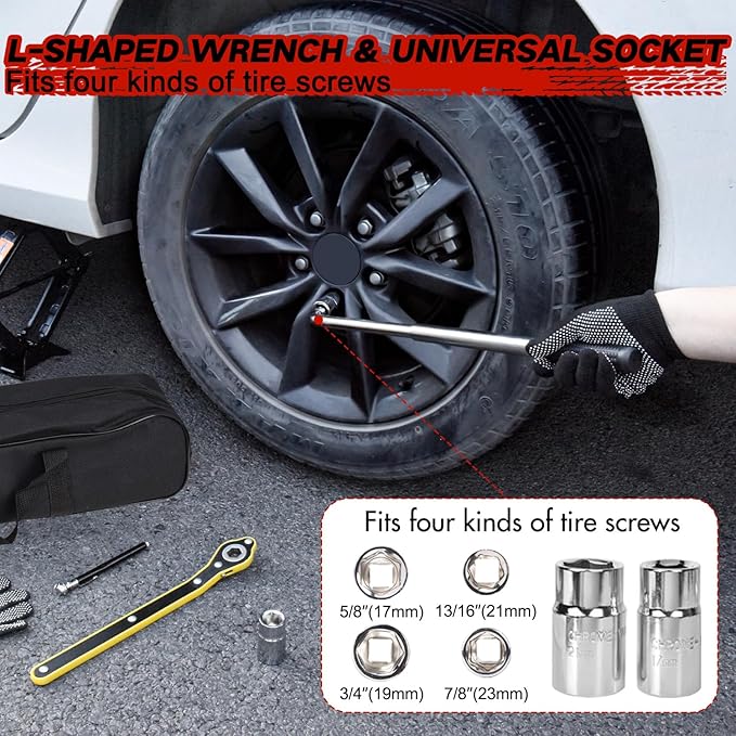 Car Jack Kit Scissor Jack for Car 1.5 Ton (3307 lbs) Scissor Jack Kit Universal Car Emergency Kit with Lug Wrench Tire Changing Kit for Car SUV