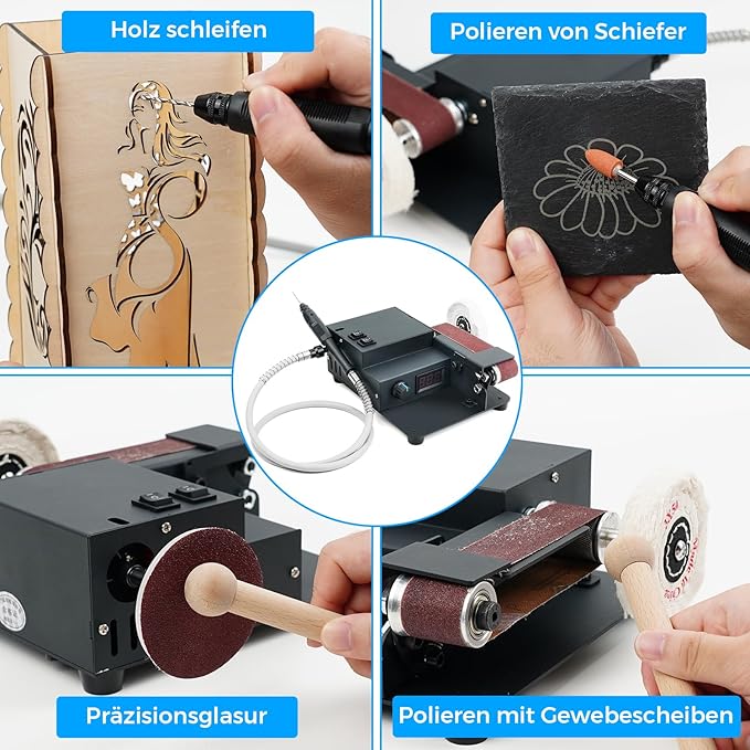 Twotrees Belt Sander, 350W Dual Motor Rotary Tool Sand Belt Integrated Machine for Carving and Milling a Wide Range of Metals, Wood and Other Materials