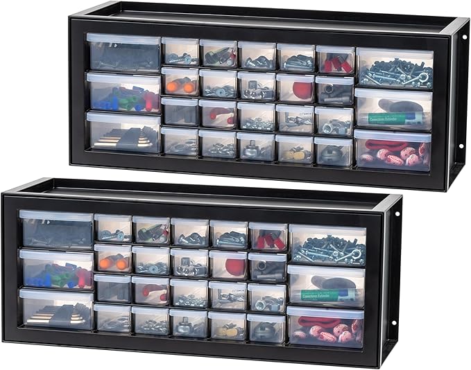 IRIS USA Teacher Toolbox Organizer for Classroom, Screw, Hardware Storage Organizer, 26 Drawer Parts Cabinet, 2 Pack, Small Parts, Nuts and Bolts, Tool Organizer Storage, Scrapbook Art Hobby - Black