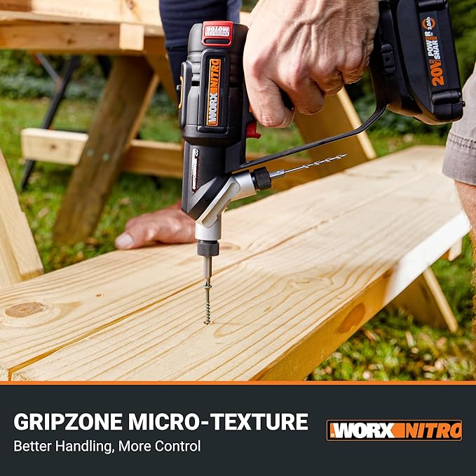Worx Nitro 20V SwitchDriver 2.0, 2-in-1 Brushless Cordless Drill Driver, Drill Set Rotatable Dual 1/4" Chucks, Compact Cordless Drill with Digital Torque Setting WX177L – (Battery & Charger Included)