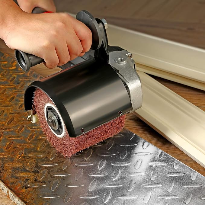 Burnishing Polishing Machine, ZFE 1200W 110V Burnishing Polishing Machine Polisher/Sander Set with 4PCS Non-woven Burnishing Wheels (80# 120# 240# 360#) for Metal and Stainless Steel Polishing