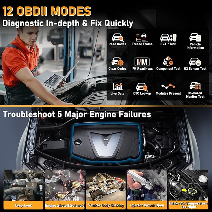 CGSULIT All System OBD2 Scanner, SC860 Code Reader with 8 Services, ABS Bleeding/EPB/Oil/SAS/TPS Reset, Battery Registration, Injector Coding, Car Scanner Diagnostic for All Cars, Free Update