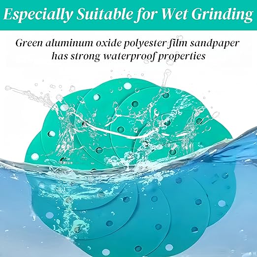80 Pack Mix Fine Grit 5 inch Sanding Discs 8 Holes, Sandpaper for Random Orbital Sander Grinder, 320/400/600/800/1000/1200/1500/2000 Hook and Loop Sand Paper Disc Especially for Wet Grinding, Green
