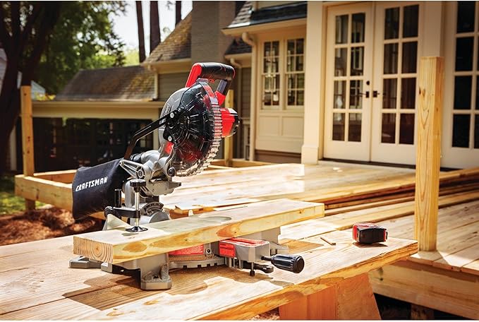 CRAFTSMAN V20 Cordless Sliding Miter Saw, 7-1/4 inch, Single Bevel, Battery and Charger Included (CMCS714M1)