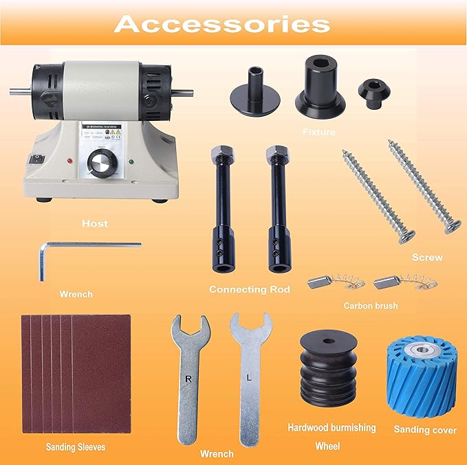 Leather Polishing Burnishing Machine, Leather Edge Grinding Kit Adjustable Rosewood Grinding Head Sander Buffing Motor for All Vegetable Tanned Leather 8000rpm 110V