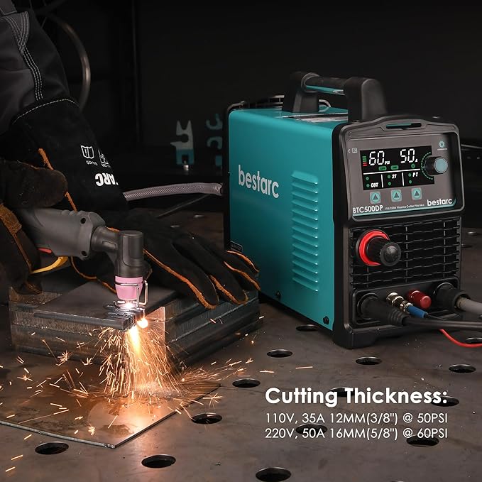 Plasma Cutter, Pilot Arc [Air Sensor Technology] 110/220V BTC500DP 9th Generation 50Amps Screen Display, Digital Plasma Cutting Machine (BTC500DP 9GEN 110/220V)