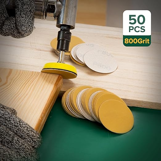 S SATC 2 Inch Hook and Loop Sanding Discs 50PCS Sanding Discs 800 Grit Aluminum Oxide Orbital Sander Pads Sandpaper Discs for Sanders Drill,Woodworking Wood,Automotive Paint,No-Hole