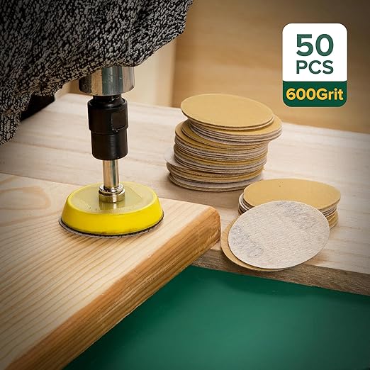 S SATC 2 Inch Hook and Loop Sanding Discs 50PCS Sanding Discs 600 Grit Aluminum Oxide Orbital Sander Pads Sandpaper Discs for Sanders Drill,Woodworking Wood,Automotive Paint,No-Hole