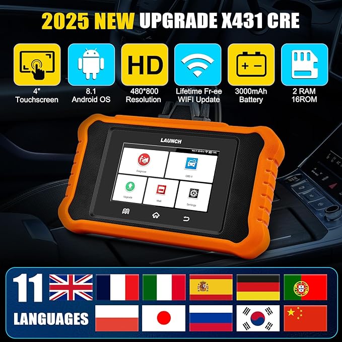 LAUNCH Creader Elite V2.0 for Renault, All System Diagnostic, Full OBD2 Code Reader, Bi-Directional Scanner, ECU Coding, Battery Registration, All Reset Service, AUTO VIN, Lifetime Free Update