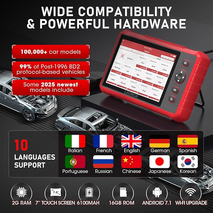 LAUNCH OBD2 Scanner CRP909X, 28+ Reset Services Car Diagnostic Scanner, 2025 New with 2-Year Free Update, OE-Level Full System Scan Tool, ABS Bleeding, Injector Coding, TPMS/Oil Reset, Auto VIN