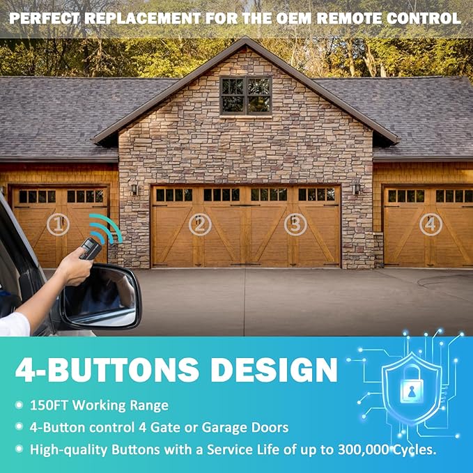 894LT for Liftmaster Garage Door Opener Remote, Garage Door Remote for Chamberlain Replaces 811LM 61LM Dip Switch Remote Control, 4-Button Security+ 2.0 Learning Remote Control, 2 Pack
