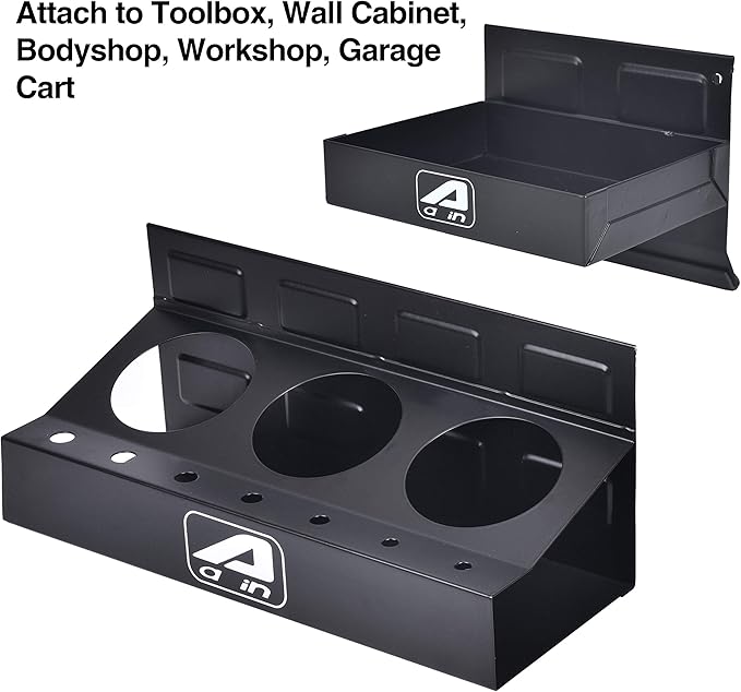 Eisen trayset 4pc Magnetic Toolbox Tray Set, Magnetic Tool Box holder for Cabinet Side Shelf Storage Van Workshop, Tool Trays, Paper Towel Holder and Spray Can Holder, Black