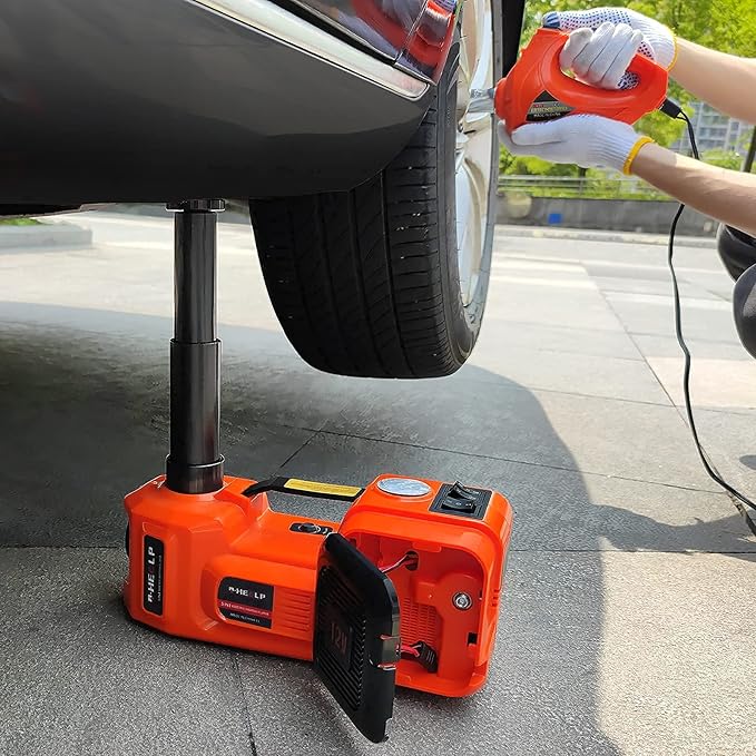 E-HEELP Electric Car Jack Kit 5Ton 12V Hydraulic Car Jack Lift (Lifting Range: 6.1~17.7 inch) with Electric Impact Wrench for SUV MPV Sedan Truck Change Tires Garage Repair