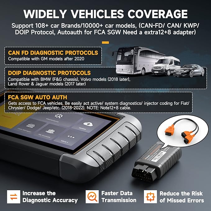 FOXWELL Scanner NT809BT Pro Wireless Bidirectional Scan Tool, OBD2 Scanner for Car with 30+ Resets, Injector Coding/Crank Sensor Relearn, All System Diagnostic Tool with 3-Year Update, DoIP & CAN FD