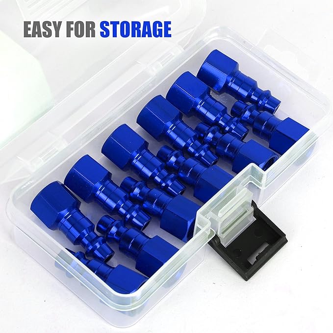 Air Hose Fittings, 12 Pieces I/M Industrial Type Air Plugs with 1/4" NPT Female Threads, Blue