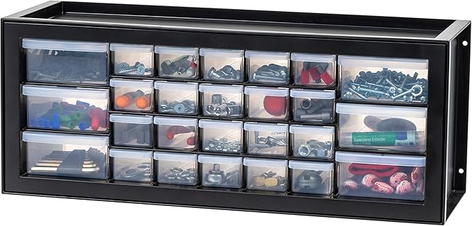 IRIS USA Teacher Toolbox Organizer for Classroom, Screw Organizer, Hardware Storage Organizer, 26 Drawer Parts Cabinet, Small Parts, Nuts and Bolts, Tool Organizer Storage, Scrapbook Art Hobby - Black