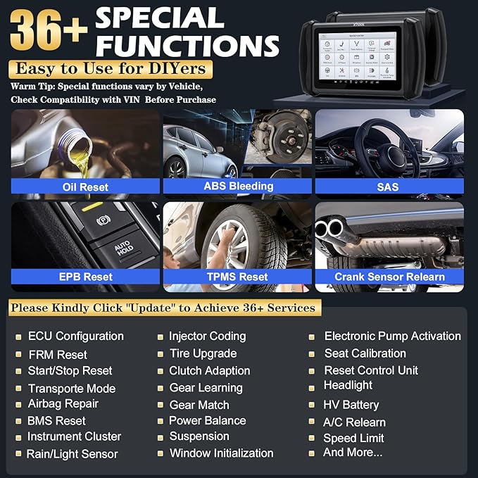 XTOOL IP819 V2.0 Bidirectional obd2 Scanner, 2025 Upgraded Scan Tool with Active Test, PMI Function, 36+ Resets, ECU Coding, Guided Function for VAG, All Systems Diagnosis for All Cars, 3-Year Update