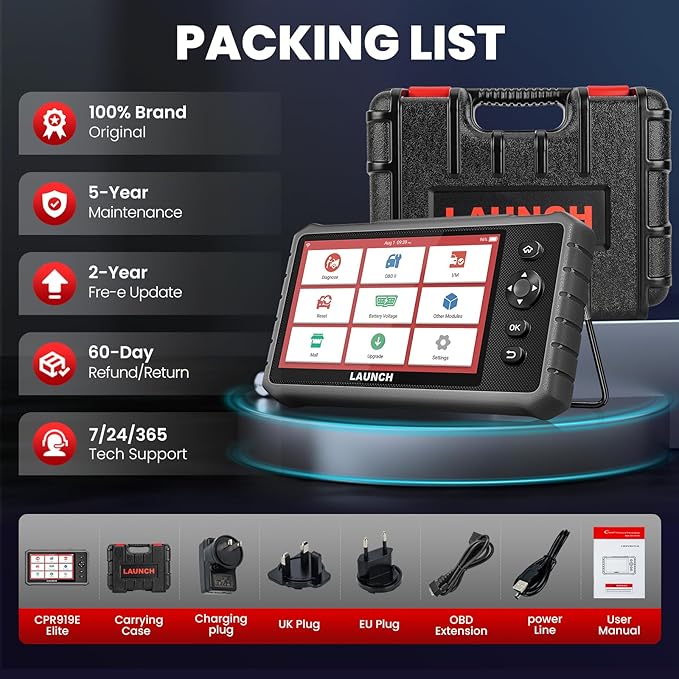 LAUNCH X431 CRP919E Lite Bidirectional Scan Tool, 2025 All System OBD2 Scanner Diagnostic Tool,Active Tests, 32+ Services,FCA AutoAuth,AutoVIN & AutoScan,2-Year Free Update,Upgraded of CRP909E
