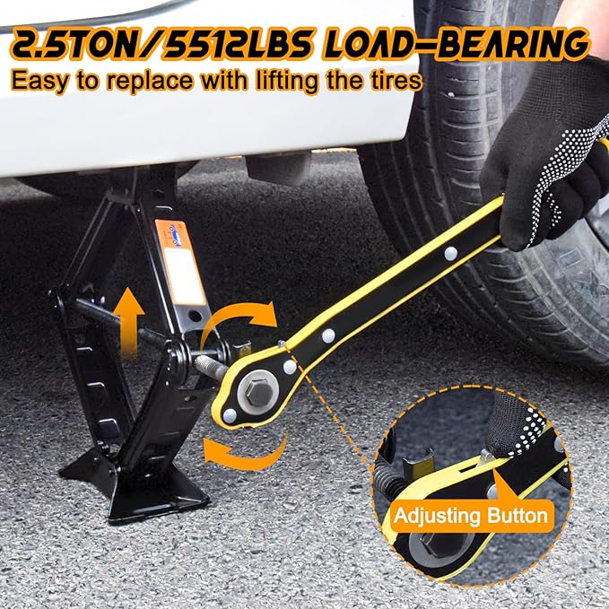 Car Jack Kit Scissor Jack for Car 2.5 Ton (5512 lbs) Scissor Jack Kit Universal Car Emergency Kit with Lug Wrench Tire Changing Kit for Car SUV
