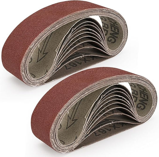SI FANG Premium Sanding Belts Set 13 x 1.2inch /330x30mm, Suitable for Mini Electric Belt Sander Cutter Edges Sharpener, 120 320 600 800 1000 Assorted Grits Aluminum Oxide Sanding Belt (20Pcs)