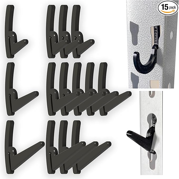 BearClaw Universal Hooks for Garage Shelving and Industrial Storage Racks with Keyhole Slots, L-Hooks Assortment for Garage Shelving, Compatible with Keyhole Slots, UV-Resistant, Up to 40 lbs Load