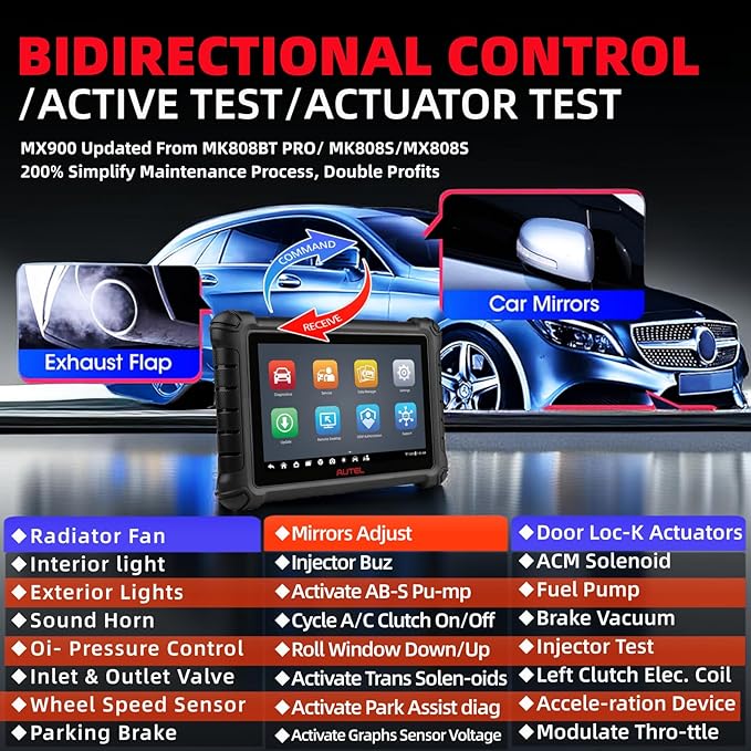 Autel Scanner Maxicheck MX900 OBD2 Scanner Tool Upgrade of MaxiCom MK808 PRO MX808S MK808 MK808BT DS808 MP808S 40 + Services bidirectional scan Tool All System Diagnostic 10000+ Vehicles DoIP CAN FD