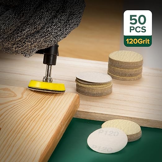 S SATC 2 Inch Sanding Discs Hook and Loop 50PCS Sanding Discs 120 Grit Aluminum Oxide Orbital Sander Pads Sandpaper Discs for Sanders Drill,Woodworking Wood,Automotive Paint,No-Hole