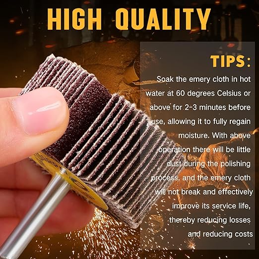 Gisafai 96 Pcs 1/4" Shank 80 Grit Abrasive Flap Wheel Sander Set, 8 Sizes Aluminum Oxide Flap Wheel Die Grinder Flap Wheel Cylindrical Shape Sanding Wheel for Grinding Polishing