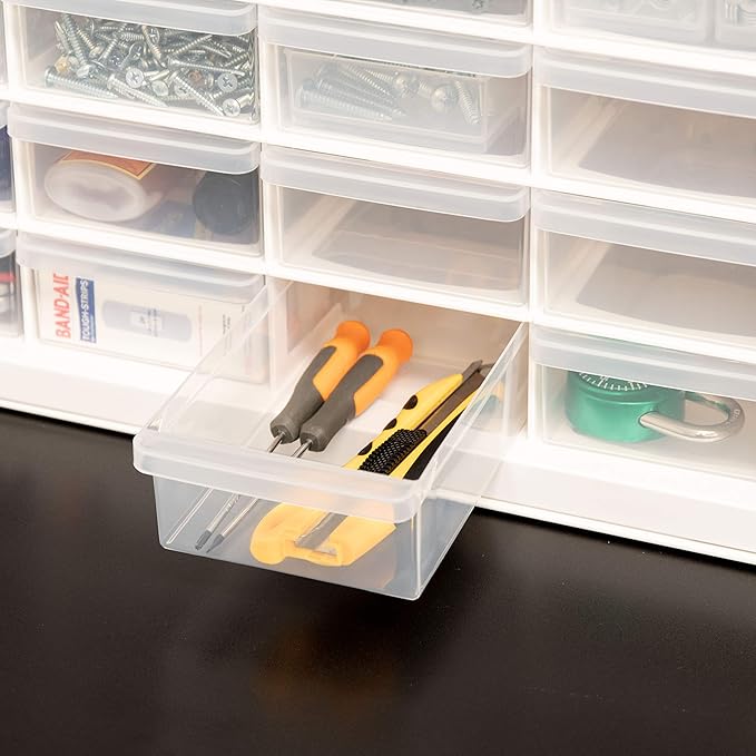 IRIS USA Craft Cabinet Storage, Screw Organizer, Hardware Storage Organizer, 44 Drawer Parts Cabinet, Art Storage Cabinets, Small Parts, Nuts and Bolts, Tool Storage, Scrapbook Art Hobby - White