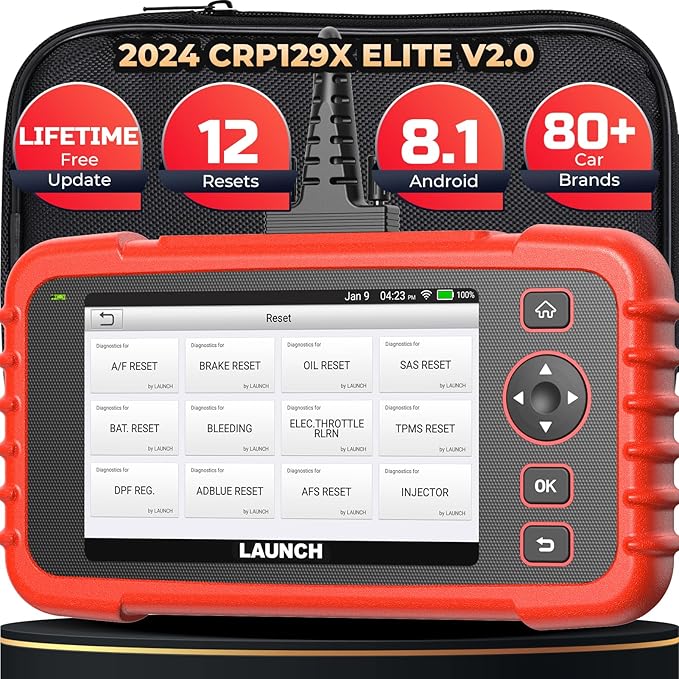 Launch OBD2 Scanner 2025 New CRP129X Elite V2.0 (Upgraded of CRP129X,CRP123X Car Scanne), 12 Resets Scan Tool, Android 8.1 AutoVIN, 4 System Diagnostic Scanner,r, Lifetime Update, 5 Years Backup
