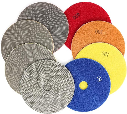 5 Inch 4 Pcs Electroplated Diamond Polishing Pads for Stone Ceramic Metals Granite Marble Grinding for Sander Grinder(Grit 60 120 200 400)