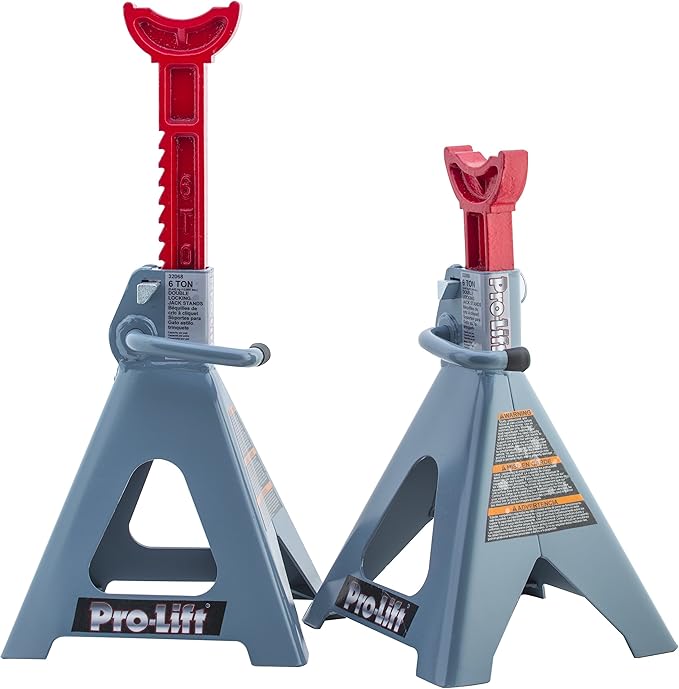 Pro-Lift Heavy Duty 6 Ton Jack Stands Pair - Double Locking Pins - Handle Lock and Mobility Pin for Auto Repair Shop with Extra Safety