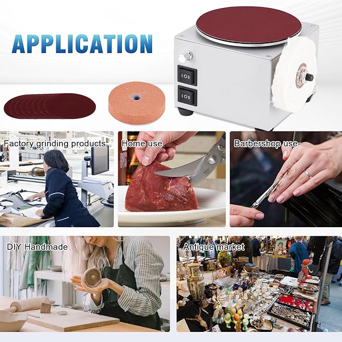 6 Inch Benchtop Disc Sander and 3 Inch Bench Grinder Machine for Wood, Crafts, Scissors Sanding, 6-inch Disc, 3-inch Sanding Wheel, Stepless Speed Control, Dual Motor Control