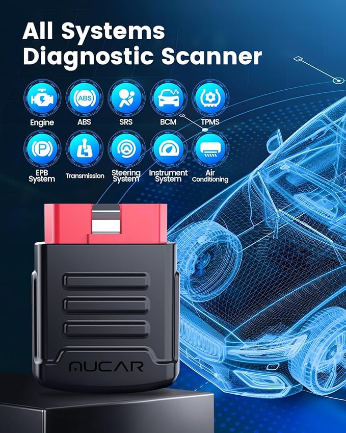 MUCAR BT200 OBD2 Scanner Bluetooth for iOS & Android, Car Scanner Diagnostic Tool for All Systems, Oil/SAS Reset(One Year Free), Check Engine Light, Auto VIN, Lifetime Free Update
