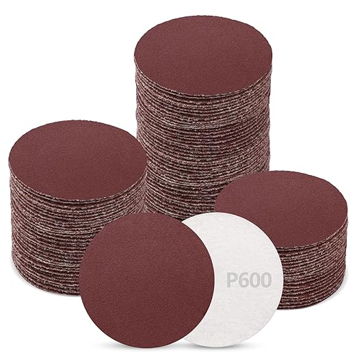 ZEHIQ 120pcs 2 Inch Sandpaper 600 Grit, Hook and Loop Sanding Disc, Alumina Orbital Sander Pads No Hole Sander Attachment Disc for Sanders Drill Grinder and Rotary Tools