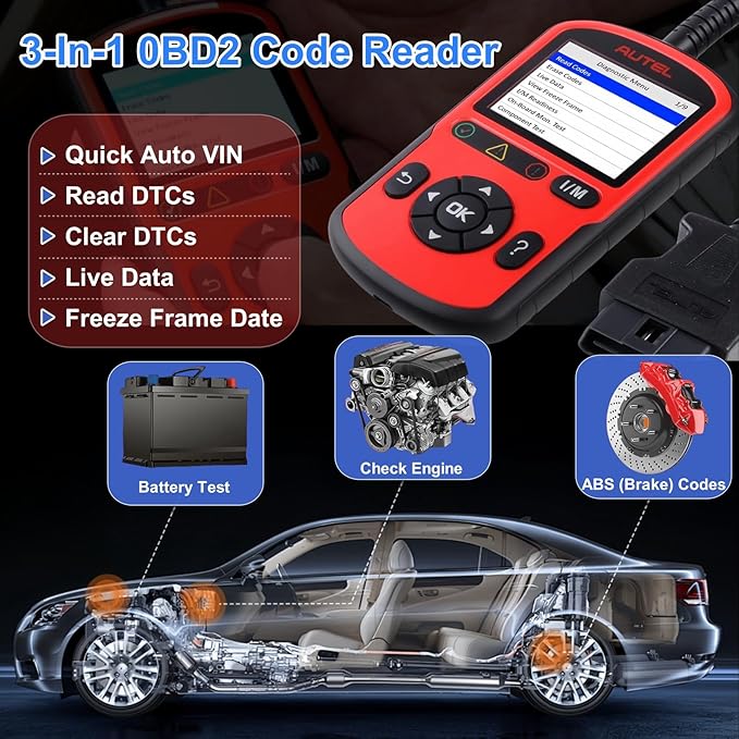 Autel OBD2 Scanner AutoLink AL549, Check Engine Fault OBD2 Diagnostic Tool, Upgraded Ver. of AL519/ AL329 Code Reader with AutoVin, Universal Car Battery Test, OBDII Scan with Live Data