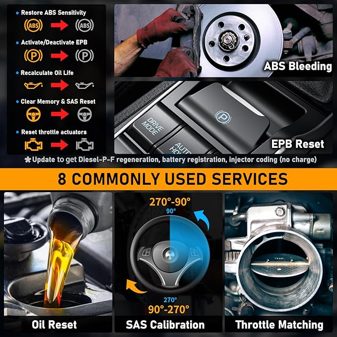 CGSULIT All System OBD2 Scanner, SC860 Code Reader with 8 Services, ABS Bleeding/EPB/Oil/SAS/TPS Reset, Battery Registration, Injector Coding, Car Scanner Diagnostic for All Cars, Free Update