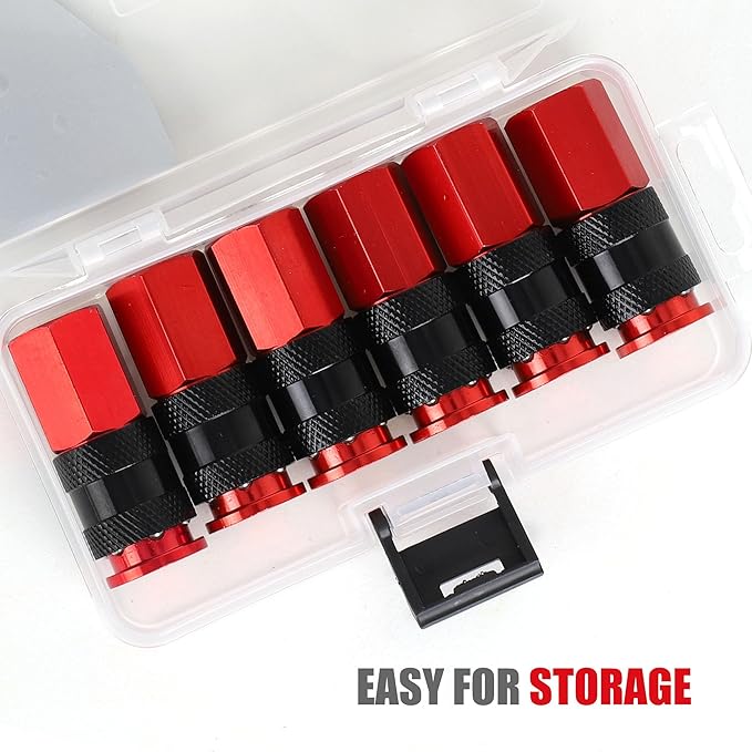 Air Hose Fittings, 6 Pieces AMT Universal Air Couplers with 1/4" NPT Female Threads, Red