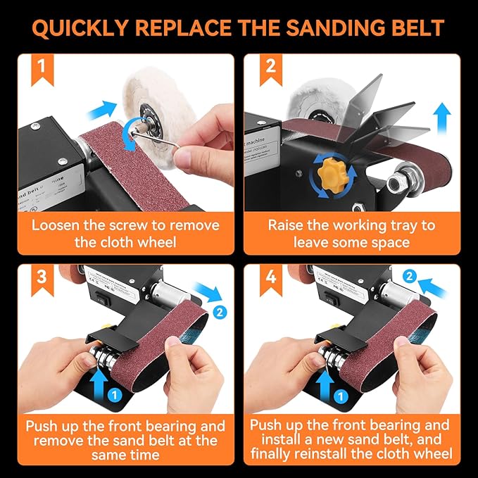 Mini Belt Sander,Small Electric Knife Sharpener with Clamp Screw,Stable Power Belt Sander with Angle Adjustment,7 Speed Mini Bench Belt Grinder for Knife Sharpening,Metal Working,Craft and DIY